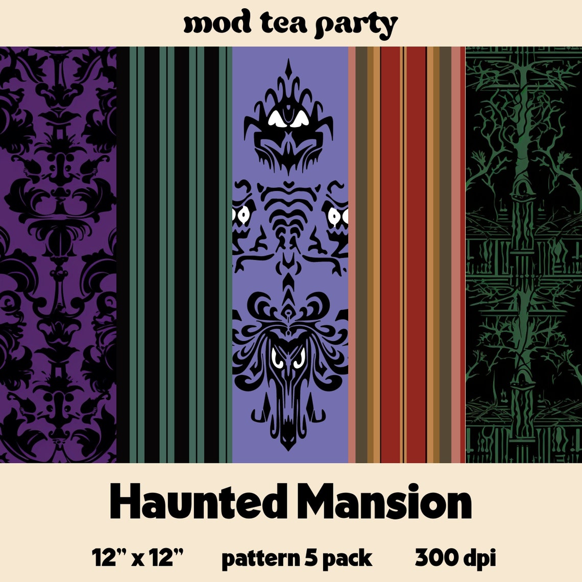 Disneyland Inspired Seamless Digital Patterns Haunted Mansion Inspired