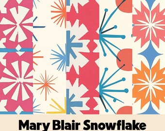 Mary Blair Inspired Snowflake Pattern - Digital Download