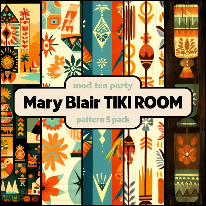 Mary Blair - Padrões sem costura inspirados em quartos Tiki Tiki imagem 1
