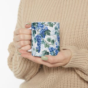Fruit of the Vine - Ceramic Mug,  Grape Vine Mug, Vineyard Mug, Gift for Vintner, Gift for woman, Gift for man, Botanical, Fruit, Grapes