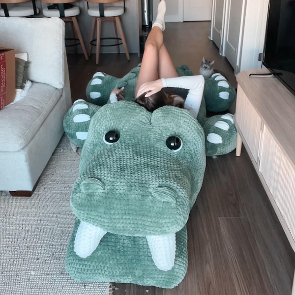 LOW SEW Massives Krokodil Häkelmuster Alligator Amigurumi-Muster DIY Häkelanleitung Croc Crochet Animal Patterns Amigurumi Pattern