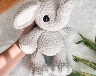 Patrón de elefante a crochet de costura baja Patrón de elefante amigurumi Tutorial de crochet DIY Patrones de animales de elefante a crochet Elefante amigurumi Elefante de peluche