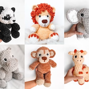 Safari Crochet Pattern Bundle Amigurumi Safari Crochet Pattern Zoo Monkey Crochet Animal Bundle Crochet Stuffed Crochet Bundle