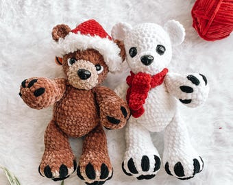 Schema all'uncinetto per orsi LOW SEW, schema amigurumi per orsi polari, uncinetto per animali, uncinetto fatto a mano, tutorial all'uncinetto fai da te, istruzioni per amigurumi in PDF