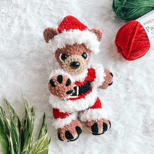 Low Sew Christmas Bear Crochet Pattern Amigurumi Santa Bear Crochet Pattern