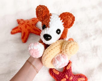 LOW SEW Playing Puppy Crochet Pattern, Summer Dog Amigurumi Tutorial (PDF Pattern)
