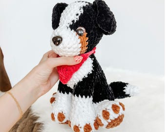 Modello all'uncinetto per Border Collie a basso costo Modello amigurumi per cani Tutorial fai da te all'uncinetto Modelli di animali all'uncinetto per cuccioli Modello amigurumi per cani Cucciolo