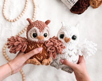 Modello all'uncinetto per gufo SENZA CUCIRE Modello amigurumi per gufo delle nevi Tutorial all'uncinetto fai da te Modelli di animali all'uncinetto per gufo Modello amigurumi