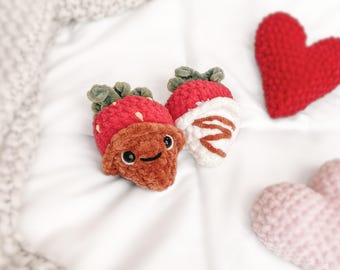 PAS DE COUTURE Motif au crochet Saint Valentin Amigurumi motif Saint-Valentin Crochet fraise DIY Crochet Tutoriel Motif fraise au chocolat