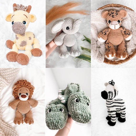 Safari Crochet Pattern Bundle Amigurumi Safari Crochet Pattern Zoo Giraffe Crochet Animal Bundle Crochet Stuffed Crochet Bundle