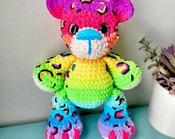 Rainbow Cheetah Pattern Modification Amigurumi Pattern DIY Crochet Tutorial Cheetah Crochet Animal Patterns Amigurumi Rainbow Cheetah