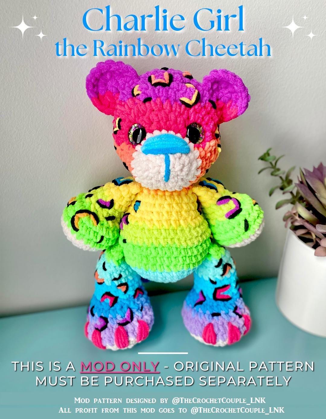 Rainbow Cheetah Pattern Modification Amigurumi Pattern DIY Crochet