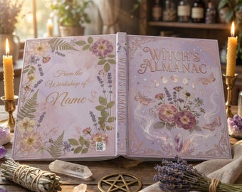 Witch's Personal Almanac Hardcover Journal | Floral Moon Phases Grimoire