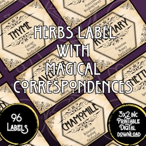 Herbalismo, frasco de rótulos de especiarias, boticário de bruxa, rótulo de ervas, ervas Wicca, bruxa para impressão, rótulo de ervas de cozinha, bruxaria de cozinha, BOS para impressão