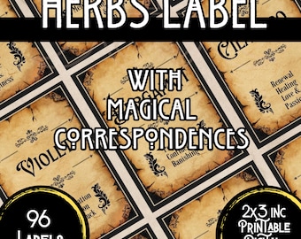 Herbalism, Spice Labels Jar, Witch Apothecary, Herb Label, Wicca Herbs ...