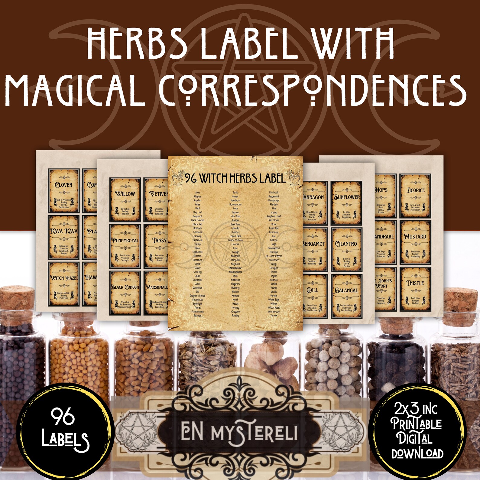 Herbalism, Spice Labels Jar, Witch Apothecary, Herb Label, Wicca Herbs ...