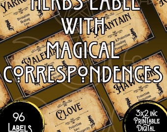 Herboristería, Tarro de etiquetas de especias, Boticario de brujas, Etiqueta de hierbas, Hierbas Wicca, Imprimible de brujas, Etiqueta de hierbas de cocina, Brujería de cocina, BOS imprimible