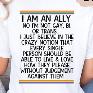 I Am An Ally Shirt, Front And Back Pride Ally Tee, Pride Month Shirt, Gift For Ally, I Am A Safe Person Top, Anti Discrimination Ally Tee