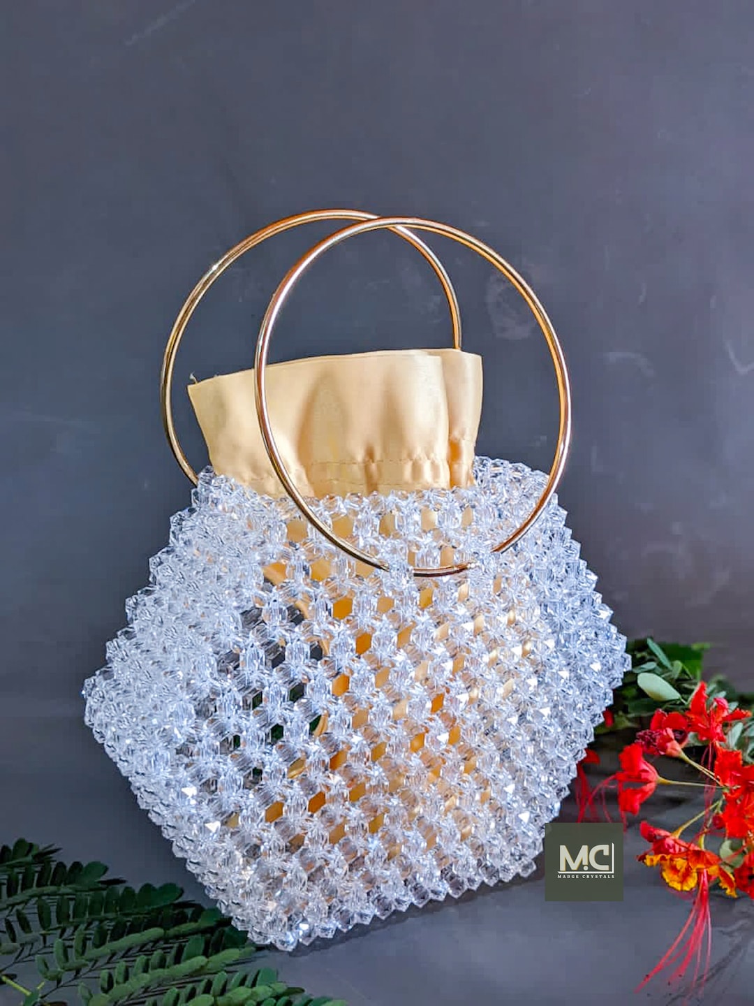 Hand beaded crystal draped clutch/wrist bag Crystal Clutch Purse - Etsy main image 3