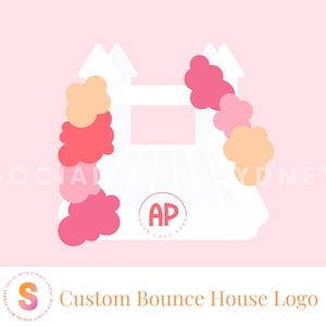 Custom Bounce House Logo, Balloon Business Logo, Party Rental Logo Design, Party Planner Branding, White Bounce House Digital Art, PNG