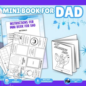 Afdrukbaar miniboek voor papa – Leuk Vaderdagcadeau voor kinderen | Digitale pdf-download