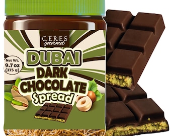 Dubai Dark Chocolate Spread, Pistachio Kataifi Filling, Gourmet Dessert Dip (275g)