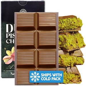 Dubai Chocolate Bar with Pistachio | Ceres Gourmet Pistachio Knafeh Chocolate Bar | Middle Eastern Sweet | 7 oz Gift Treat
