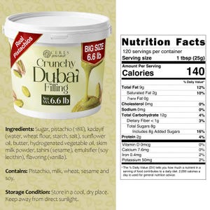 Dubai Chocolate Filling 6.6 lb – Pistachio Cream with Kataifi Bild 10