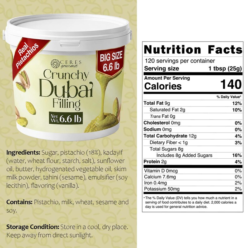 Dubai Chocolate Filling 6.6 lb – Pistachio Cream with Kataifi Bild 10