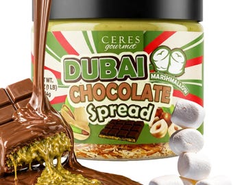 Dubai Chocolate Spread Jar – Pistachio Cream, Kataifi & Marshmallow Layers – Gourmet Gift – 16oz