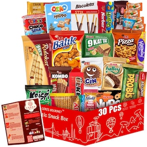 International Exotic Snack Box, Turkish & European Treats Variety Pack, Mystery Snack Gift for Adults and Kids
