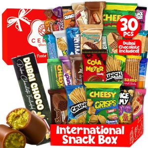 International Exotic Snack Box, 30 Pcs, Turkish & European Treats Variety Pack, Mystery Snack Gift for Adults and Kids