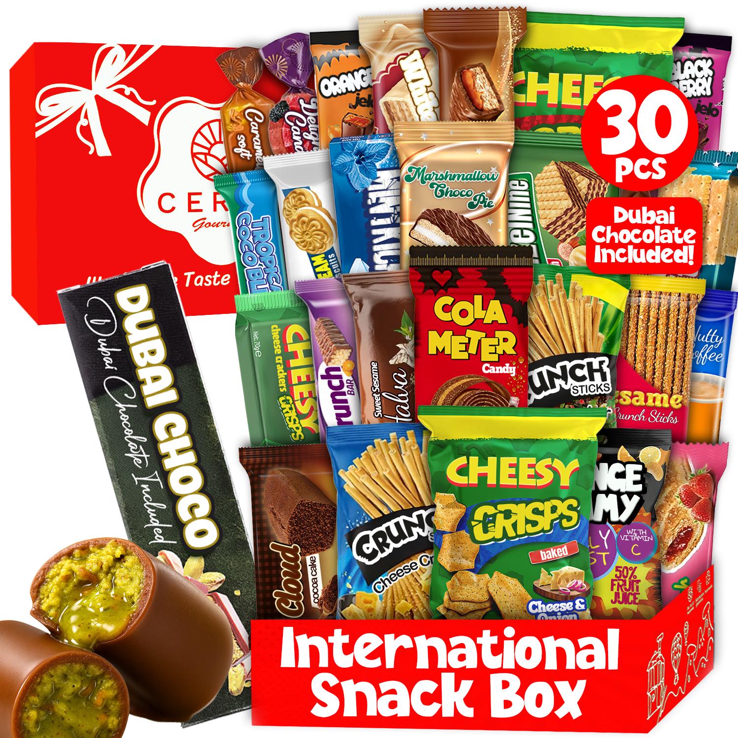 International Exotic Snack Box, 30 Pcs, Turkish & European Treats