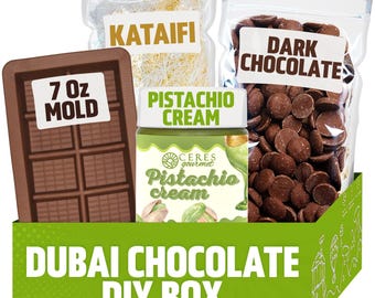Dubai Dark Chocolate DIY Kit – Make Your Own Bitter Chocolate Bar with Pistachio Cream & Kataifi | Viral Dubai Dessert Gift Box with Mold