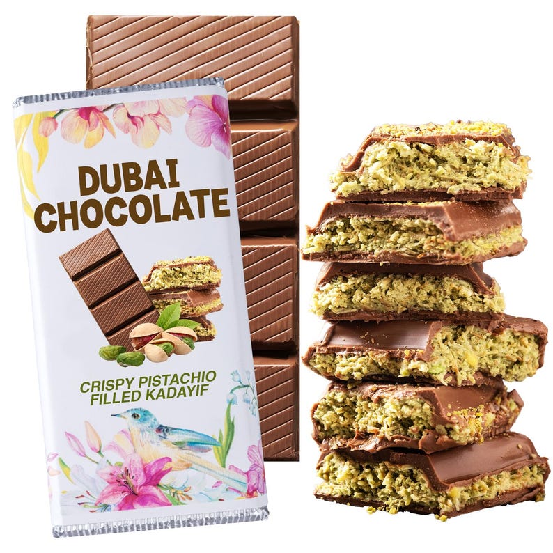 Dubai Chocolate Kunafa Pistachio Bar 7oz Viral Dubai Chocolate Bar Crispy Kunafe With Pistachio