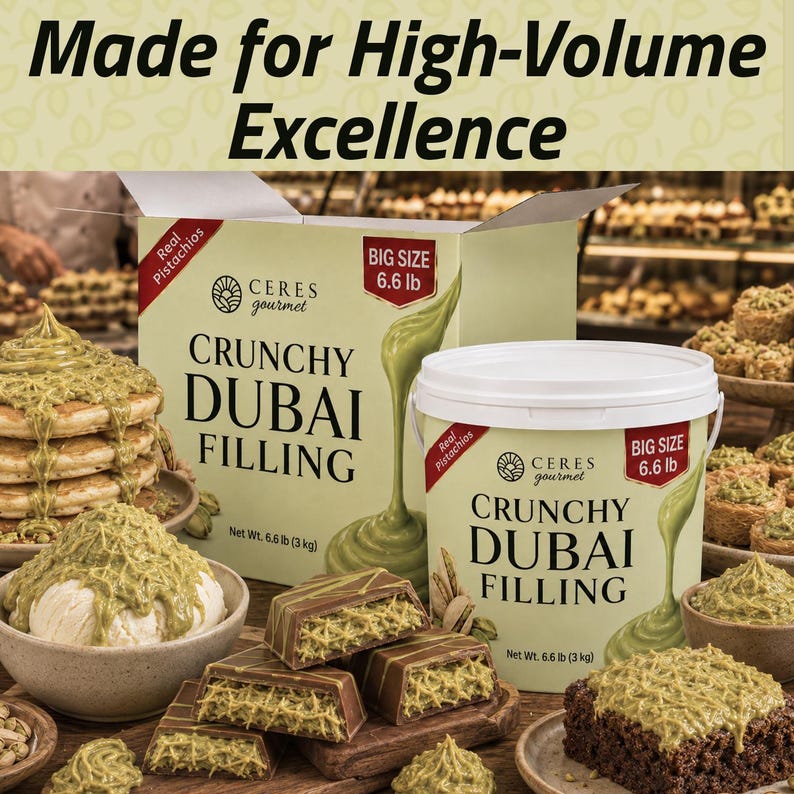 Dubai Chocolate Filling 6.6 lb – Pistachio Cream with Kataifi Bild 8