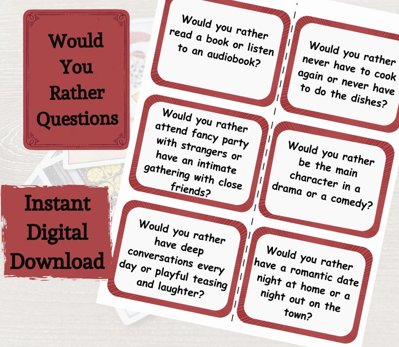 Conversation Starter Printable Cards Icebreaker Questions Deep ...