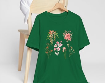 Flower t-shirt, Gardener Botanical Shirt, Gift for her Spring concept, Floral Tee, Wild meadow flower nature tee