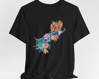 Floral Peacock T-Shirt: Spring Bird Lover Tee