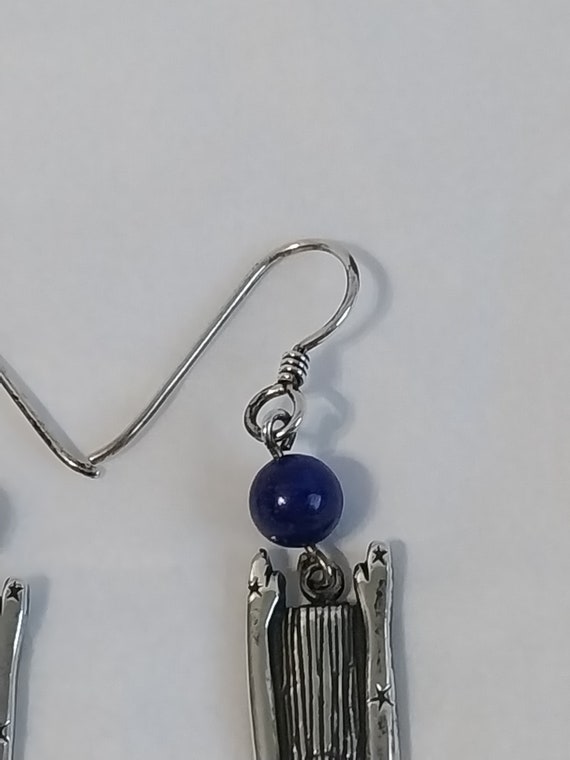 Earrings Moon Goddess With Lapis Lazuli Bead Vint… - image 4
