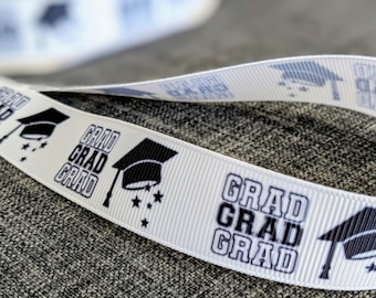 Graduation Cap Ribbon. 7/8" grosgrain for craft art making for leis, mums, or cheer bows