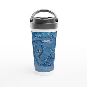 Taza de acero inoxidable con diseño de pitbull azul grisáceo: vaso térmico duradero para amantes de los perros