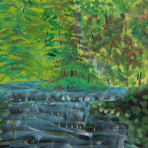 Serene Blue Cascading Waterfall Wall Art: Nature-Inspired Home Decor Print for Relaxation