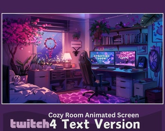 Purple Sakura Animated Twitch Screens: Lo-fi Game Room (MP4 Video)