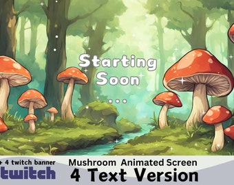 Woodland Mushroom Twitch Screen Set: Whimsical Fungi Overlays (Digital Download)