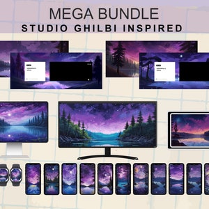 MÉGA BUNDLE bannière de flux de contraction violette forêt pourpre papier peint de bureau bannière de flux de ciel violet violet nuit violet ultra large