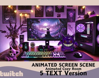 Animated Gengar Lofi Twitch Overlay: Gaming Stream Screens (Digital Download)