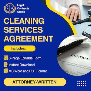Cleaning Services Agreement Template: Attorney-Drafted Contract (Digital Download)