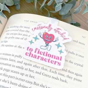 Emotionally Attached to Fictional Characters Magnetic Bookmark, Book Lover, Booktok, Bookish Gift, Holographic Bookmark, Romance Reader