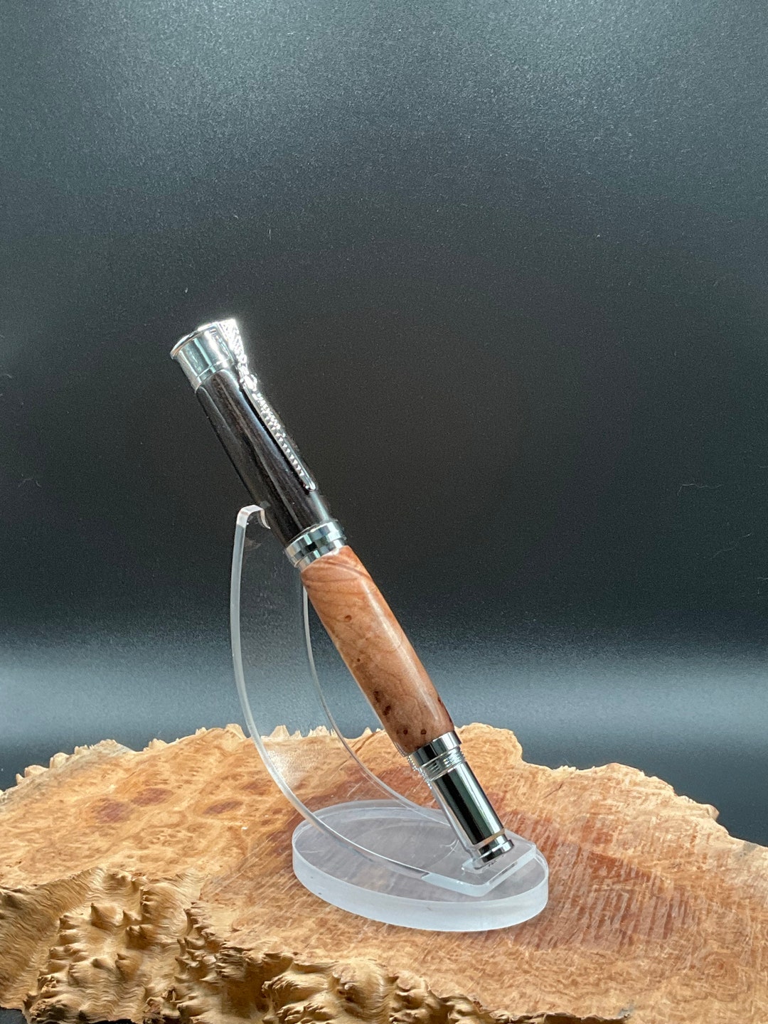 Handmade Bullet Pen Over Under Shotgun Pen Burl Maple and Ebony Wood ...